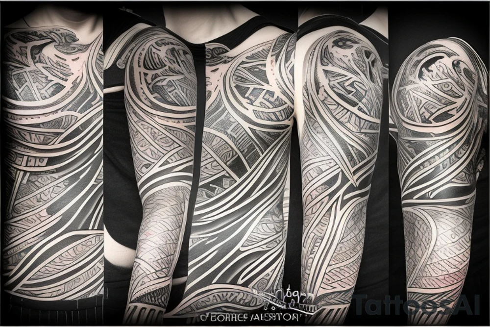 Arm sleve of and Australian river oasis tattoo idea
