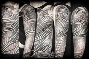 Arm sleve of and Australian river oasis tattoo idea