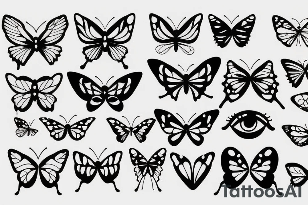Butterfly with eyes tattoo idea