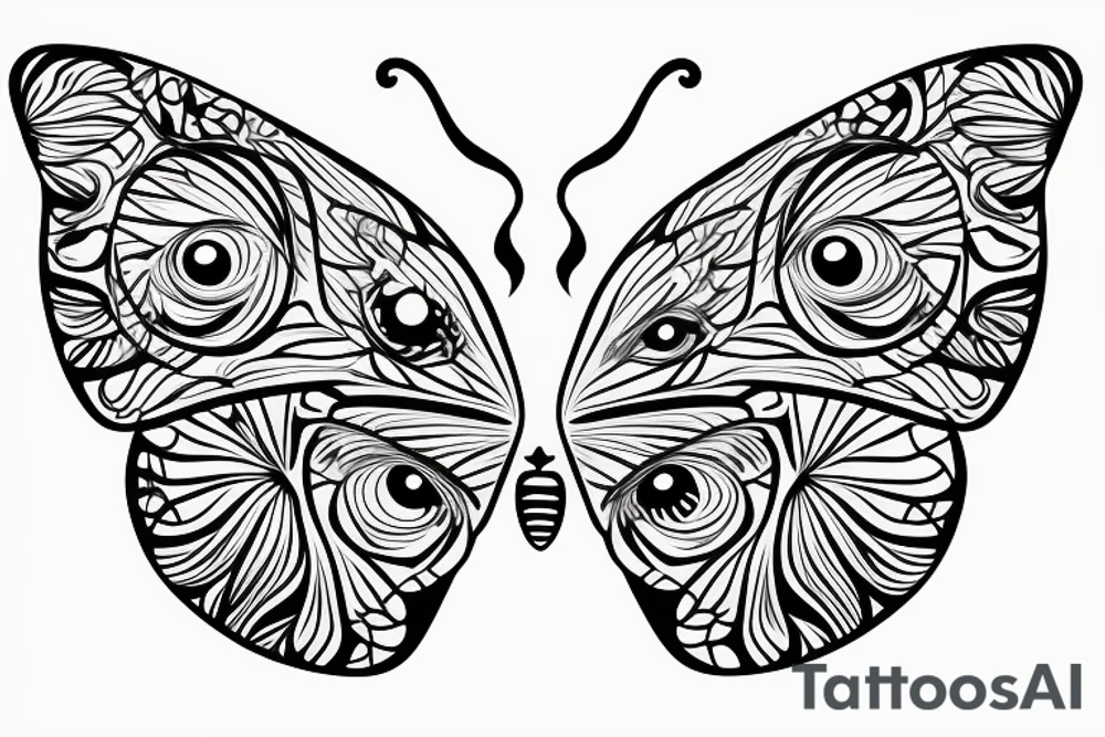 Butterfly with eyes tattoo idea