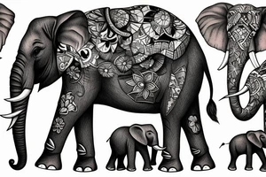 elephant with his family in their habitat tattoo idea