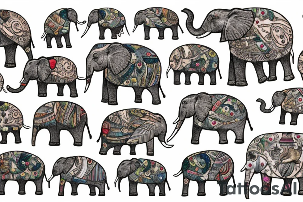 elephant with his family in their habitat tattoo idea