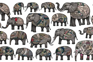 elephant with his family in their habitat tattoo idea