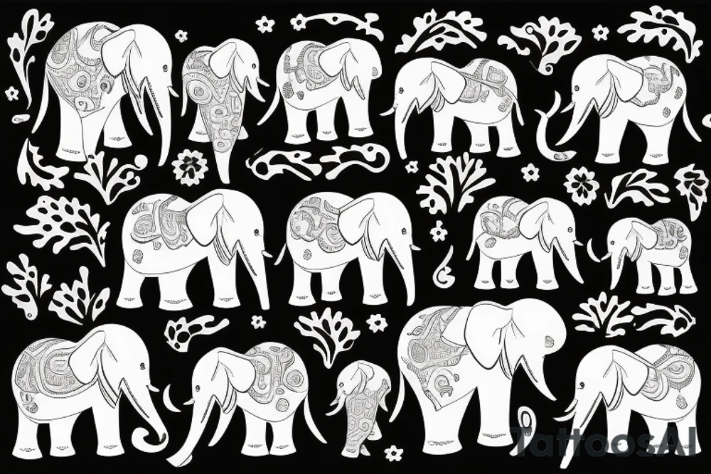 elephant with his family in their habitat tattoo idea