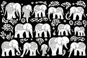 elephant with his family in their habitat tattoo idea