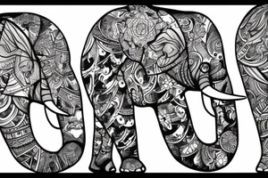 elephant with his family in their habitat tattoo idea