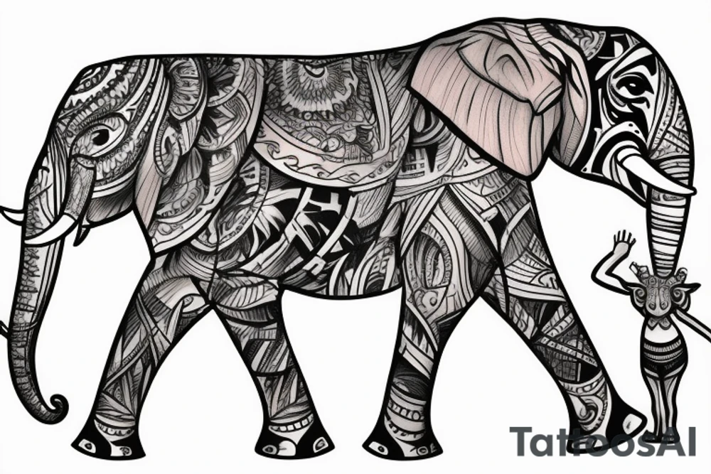 elephant with his family in their habitat tattoo idea