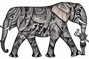 elephant with his family in their habitat tattoo idea