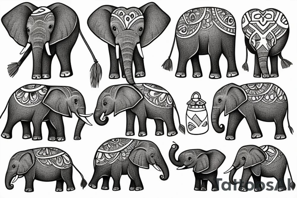 elephant with his family in their habitat tattoo idea