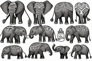 elephant with his family in their habitat tattoo idea