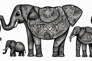 elephant with his family in their habitat tattoo idea