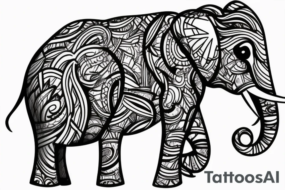 elephant with his family in the water tattoo idea