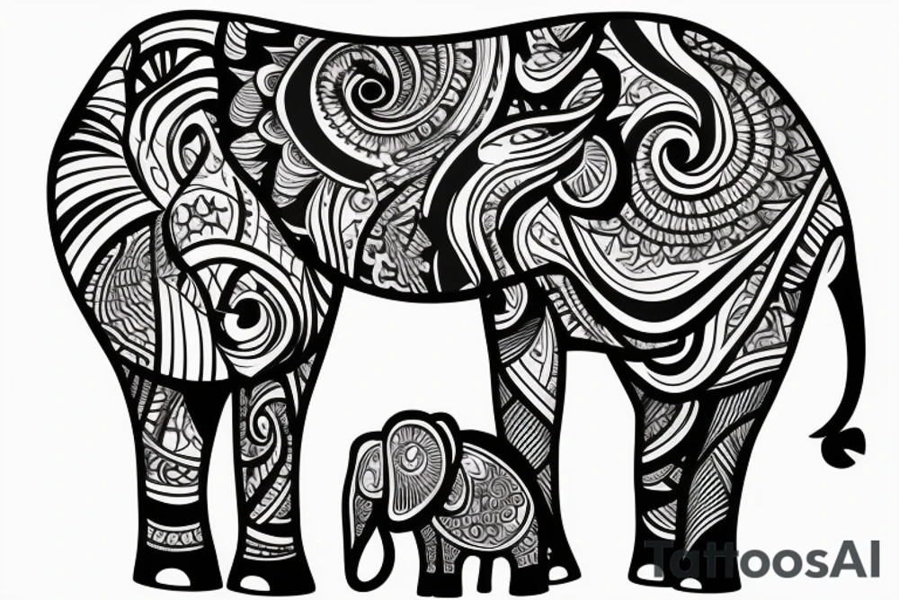 elephant with his family in the water tattoo idea