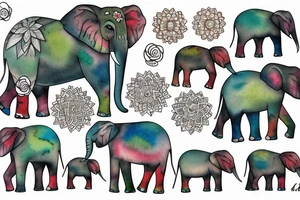 elephant with his family in the water tattoo idea