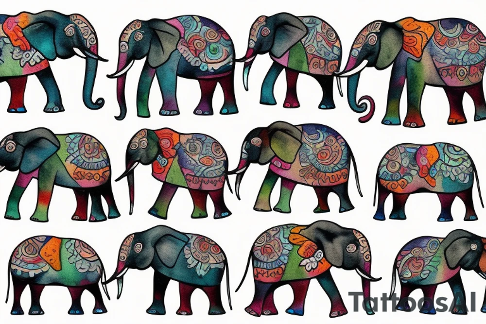 elephant with his family in the water tattoo idea