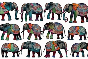 elephant with his family in the water tattoo idea