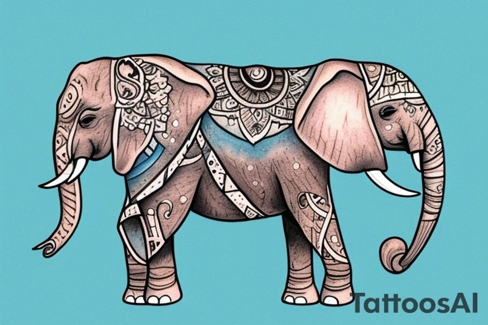 elephant with his family in the water tattoo idea