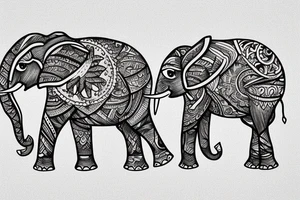 elephant with his family in the water tattoo idea