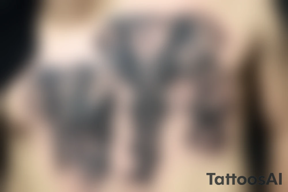 elephant  male and famele with his family in the water tattoo idea