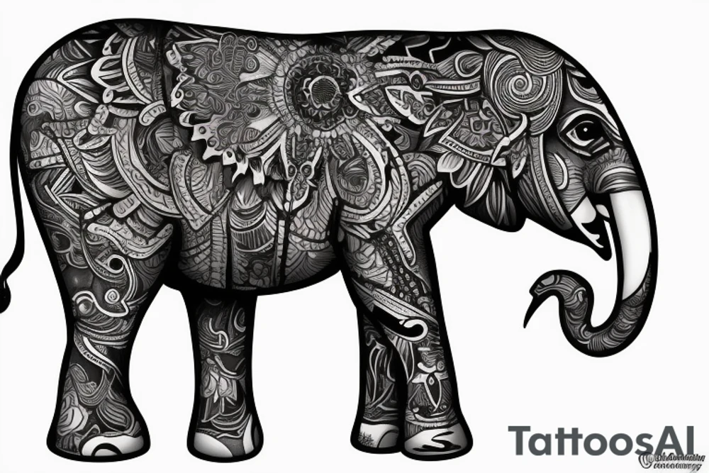 Elefante macho y hembra con dos elefantitos tattoo idea