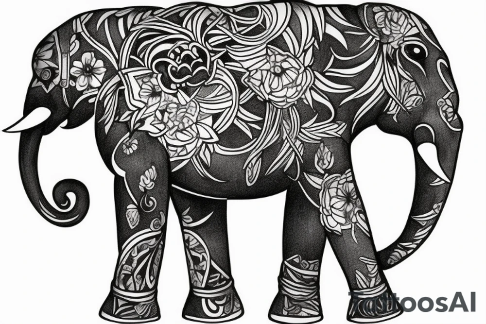 Elefante y su familia tattoo idea