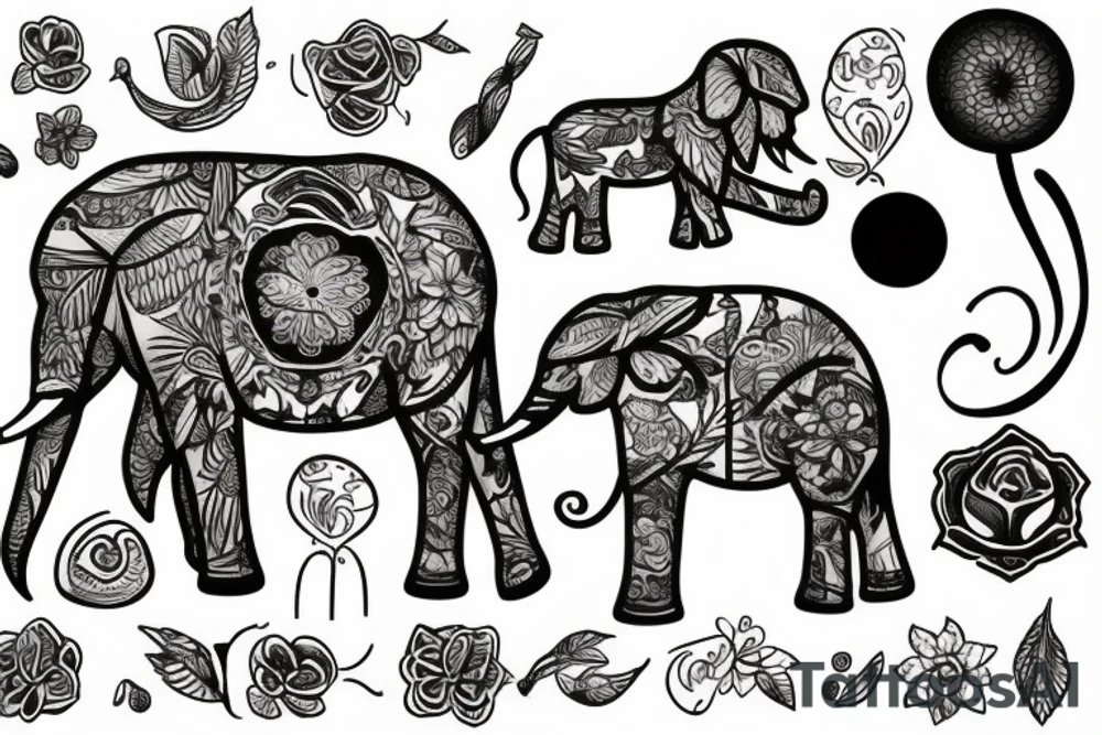 Elefante y su familia tattoo idea