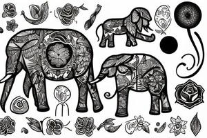 Elefante y su familia tattoo idea