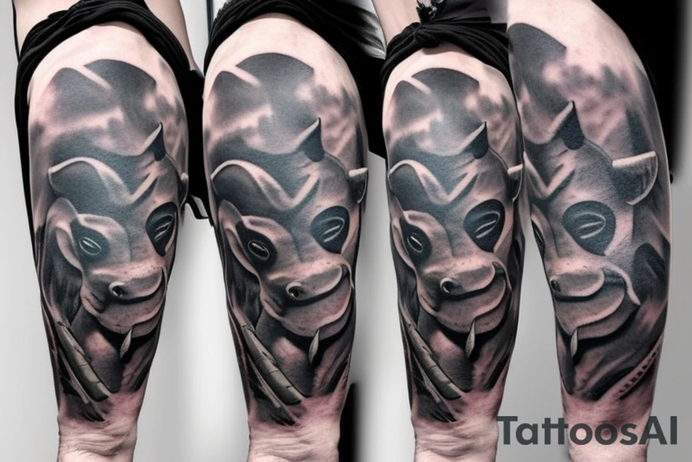 A bull man in military pants tattoo idea