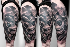 A bull man in military pants tattoo idea