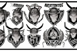Minotaur in military uniform tattoo idea