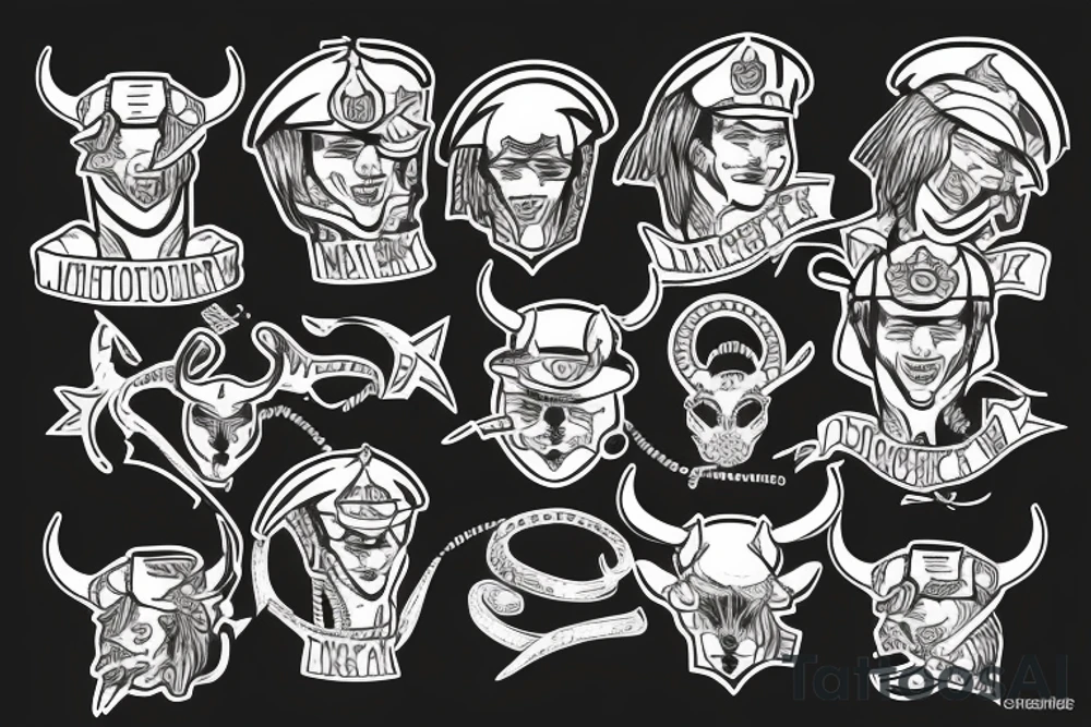 Minotaur in military uniform tattoo idea