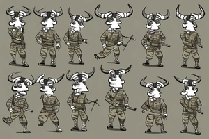 Minotaur in military uniform tattoo idea