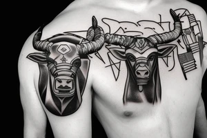 Minotaur in military uniform tattoo idea