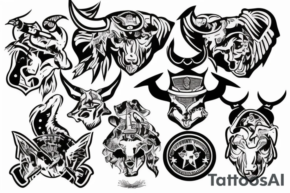 Minotaur in military uniform tattoo idea