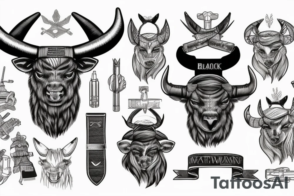 Minotaur in military uniform tattoo idea
