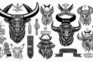 Minotaur in military uniform tattoo idea
