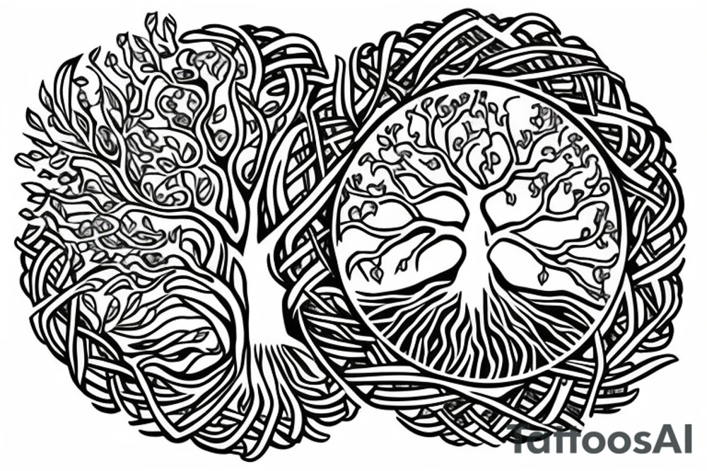 Tree of life, surroundend by a flow of energy tattoo idea