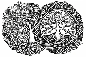 Tree of life, surroundend by a flow of energy tattoo idea