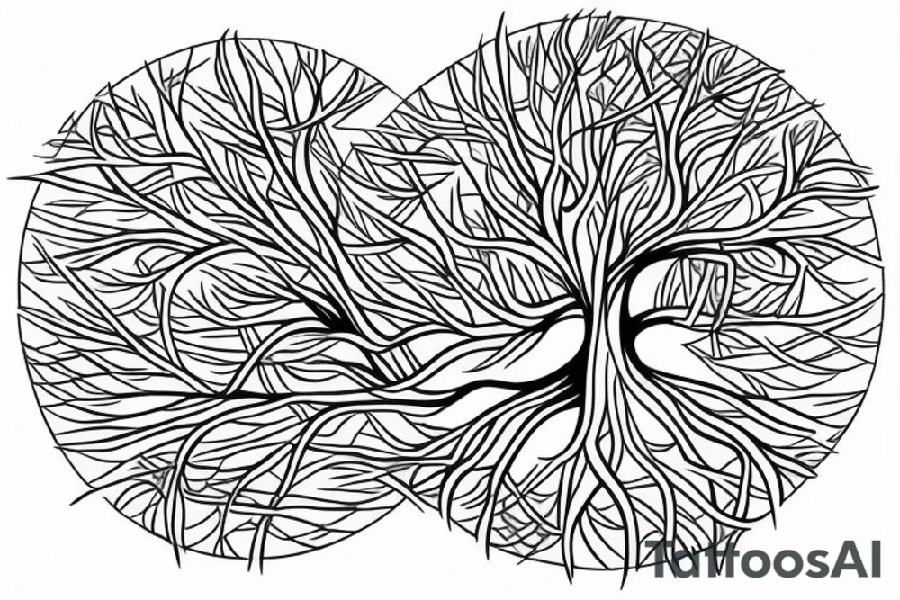 Tree of life, surroundend by a flow of energy tattoo idea