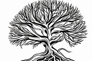 Tree, surroundend by a living flow of energy tattoo idea