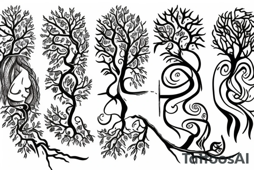 the four elements within a tree tattoo idea