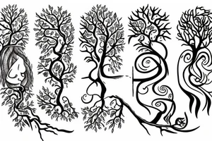the four elements within a tree tattoo idea