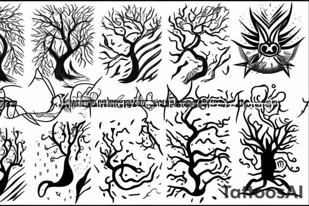 the four elements within a tree tattoo idea