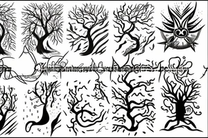 the four elements within a tree tattoo idea