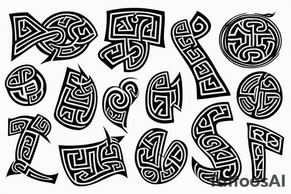 Viking runes in asian style tattoo idea