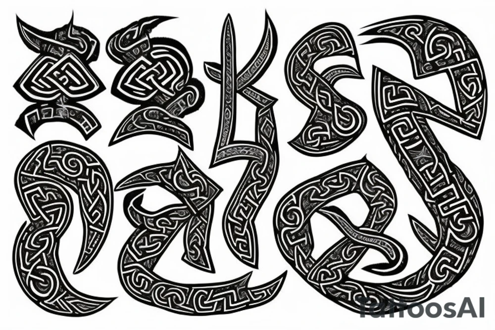 Viking runes in asian style tattoo idea