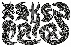 Viking runes in asian style tattoo idea