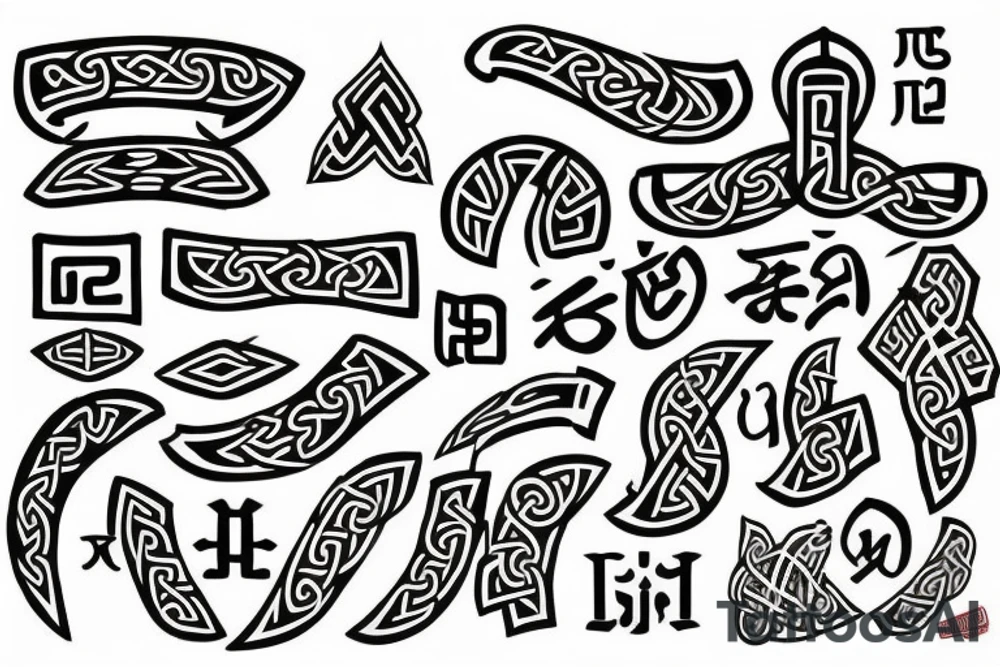 Viking runes in asian style tattoo idea