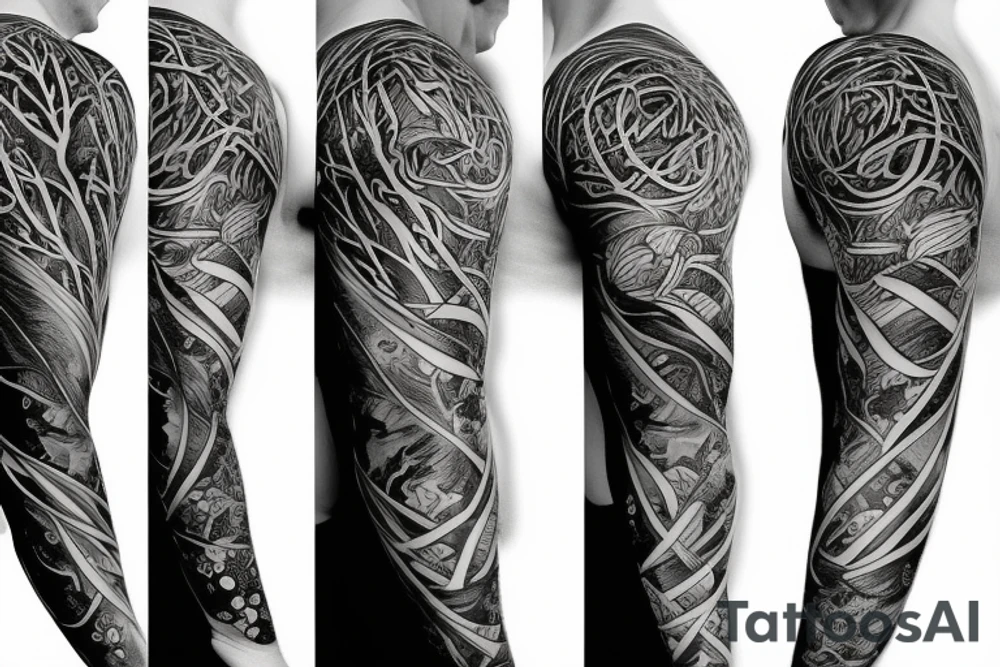 The four elements inside a tree, surrounded by energy tattoo idea The four elements inside a tree, surrounded by energy tattoo idea