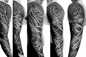 The four elements inside a tree, surrounded by energy tattoo idea